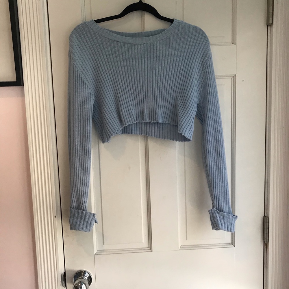 Cropped light blue sweater